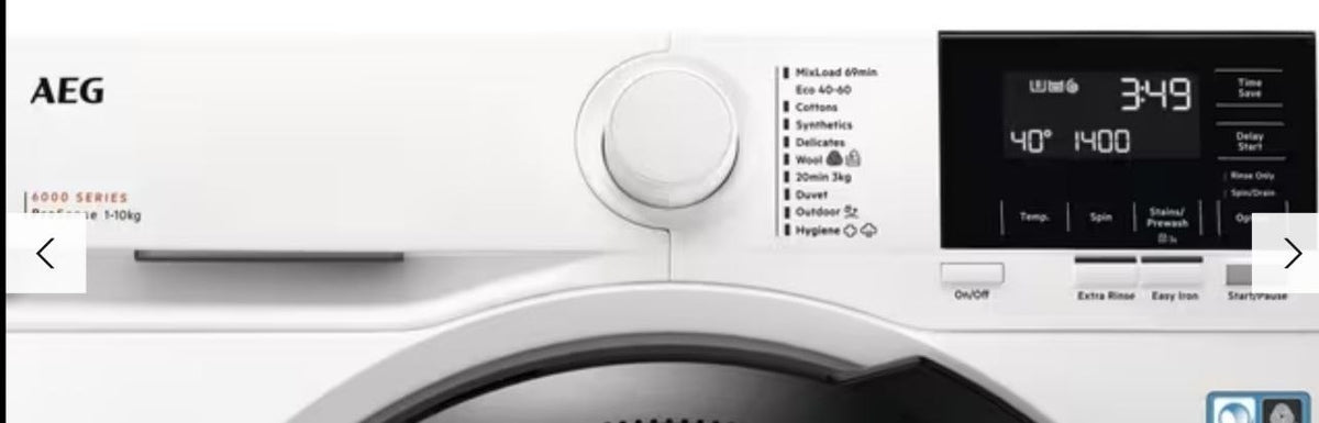 AEG 10kg £379 Washing Machines 6000 LFR61144B Freestanding Washing Machine, 10kg Load, 1400rpm Spin, White