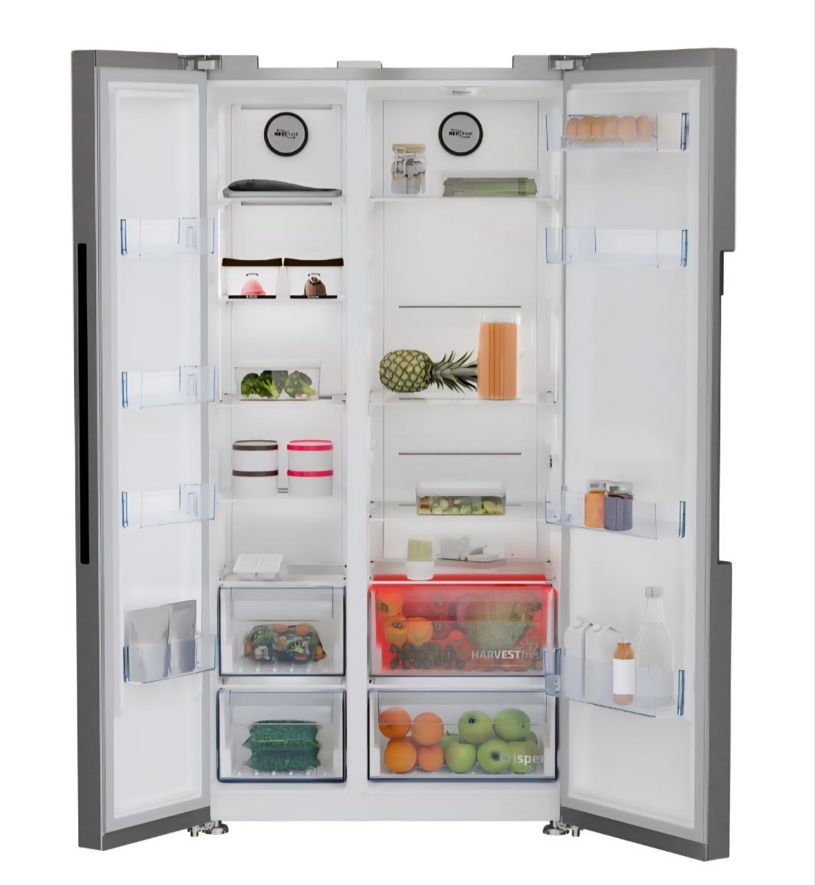Beko HarvestFresh™ ASL1442VPS Frost Free American Fridge Freezer - Stainless Steel Effect - E Rated