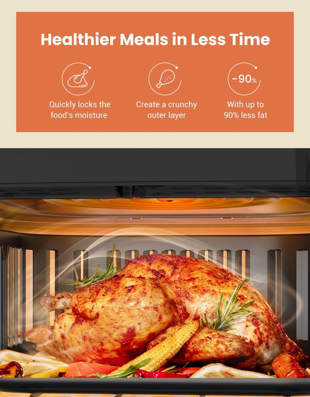 Proscenic T21 Air Fryer, 5.5L Air Fryers for Home Use, 8 Presets, LED Onetouch Screen, 100+ Recipes Online, Low Fat Cooking, Non-Stick Basket, 1700 W,Black,XX-Large