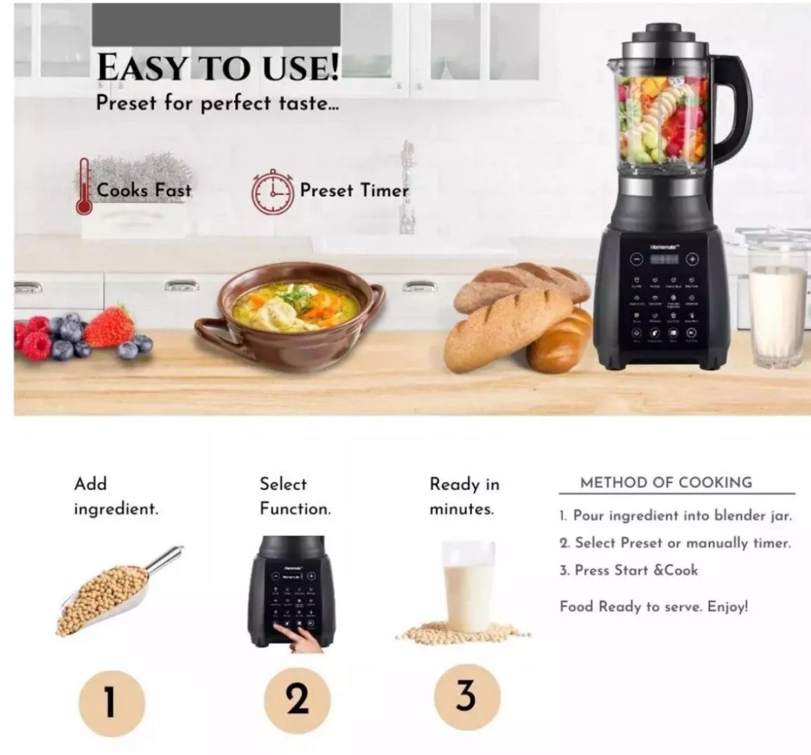 Thermal Blender Smoothie Food Mixer Fruit Juicer & Vegetable Homemate