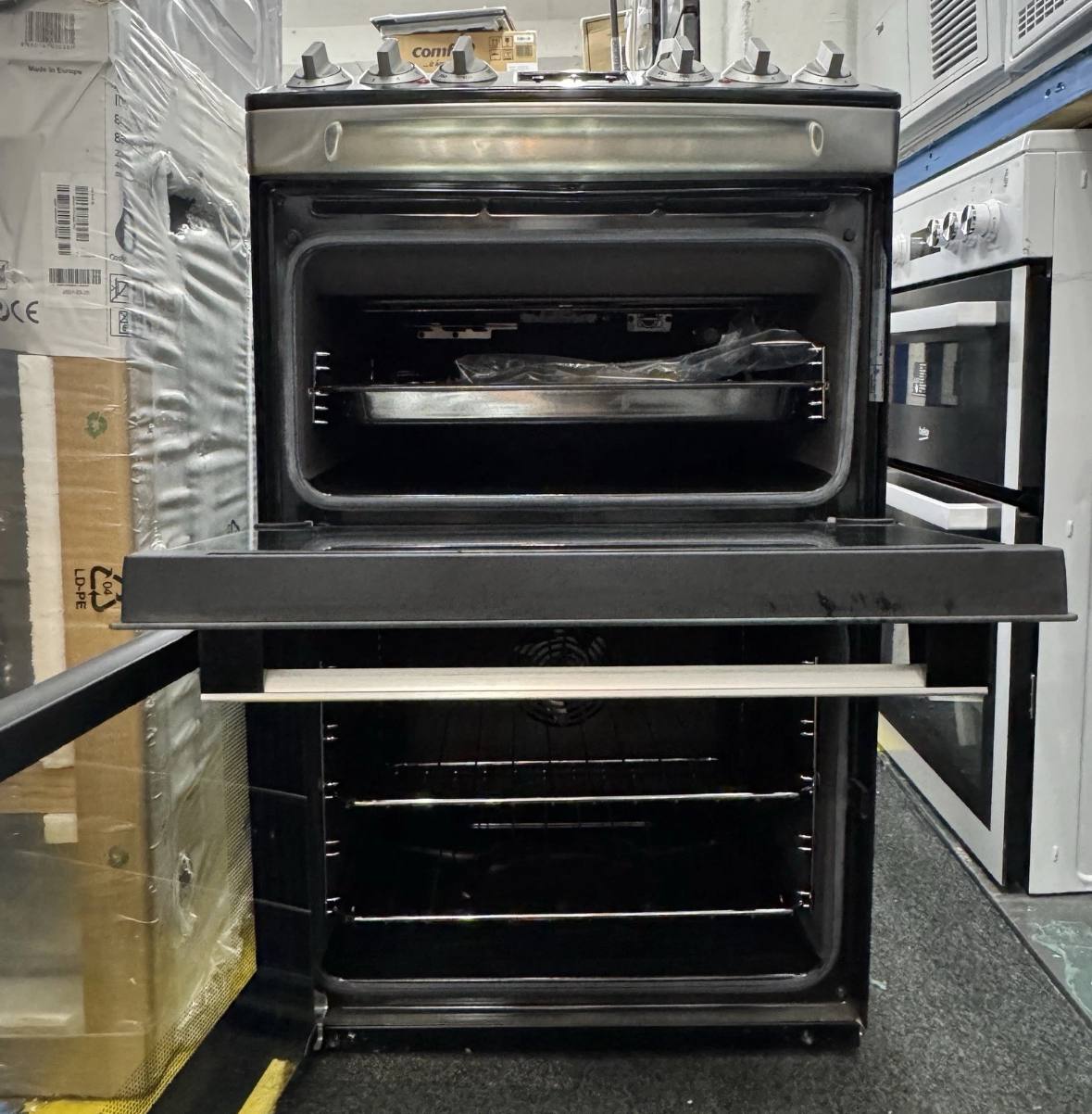 Zanussi ZCV46250XA Electric Cooker Double Oven, 55cm, A Energy