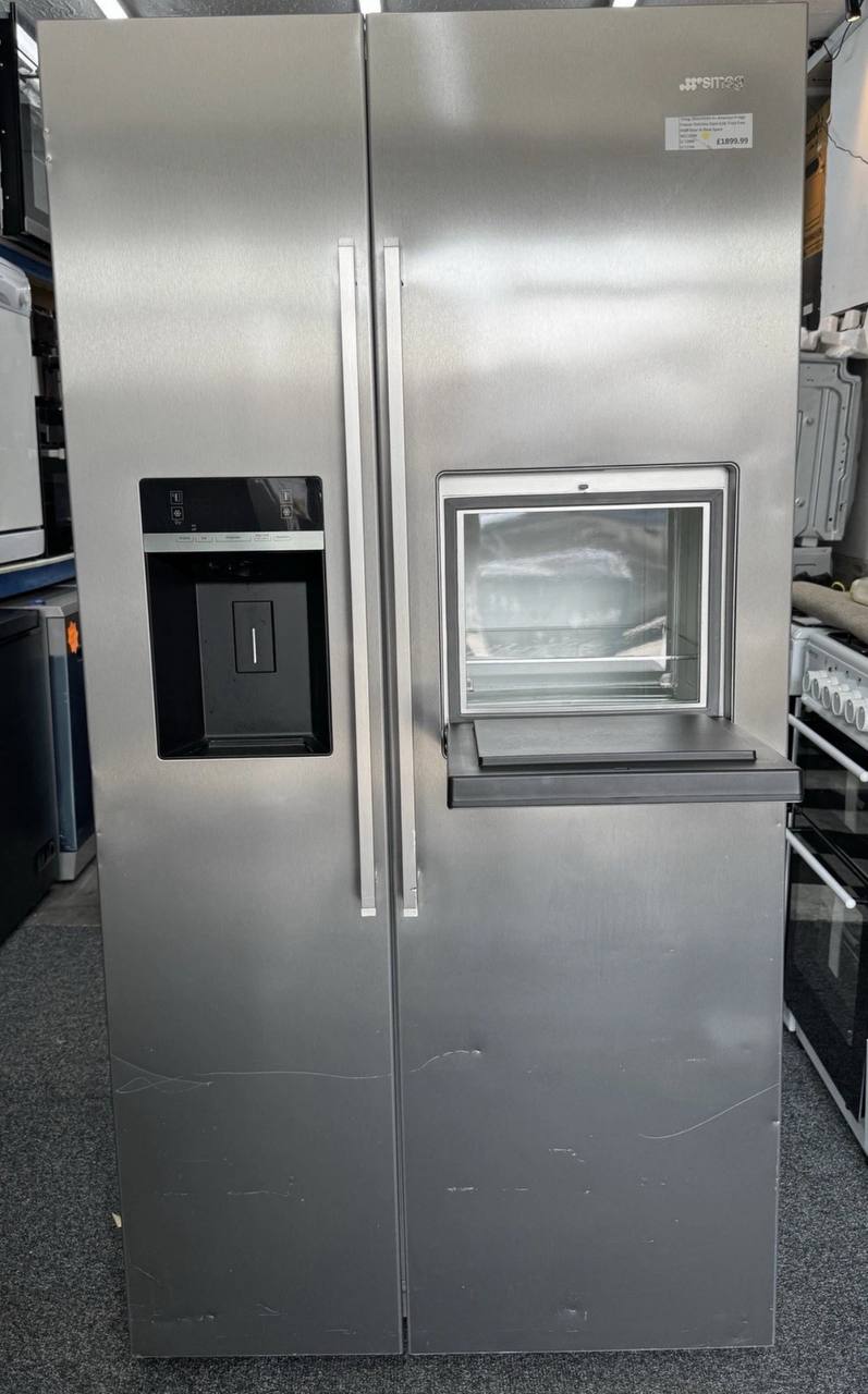 Smeg SBS63XEDH Silver Side-by-side American Fridge Freezer With Homebar
