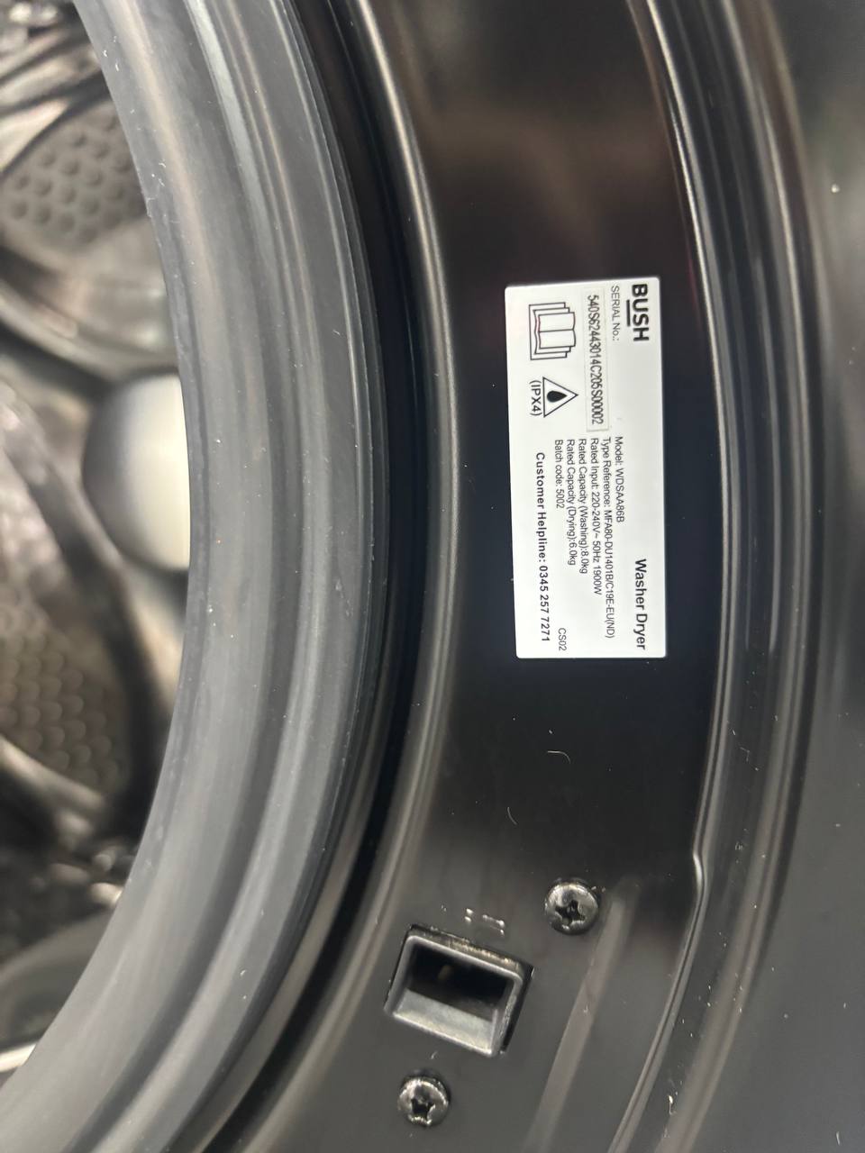 Bush WDSAA86B 8kg/6kg 1400 Spin Washer Dryer(ONLY TESTED) – Black