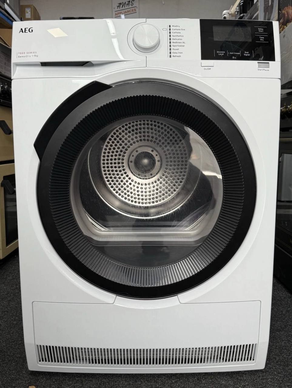AEGTR719A4B Freestanding Heat Pump Tumble Dryer, 9kg Load, White