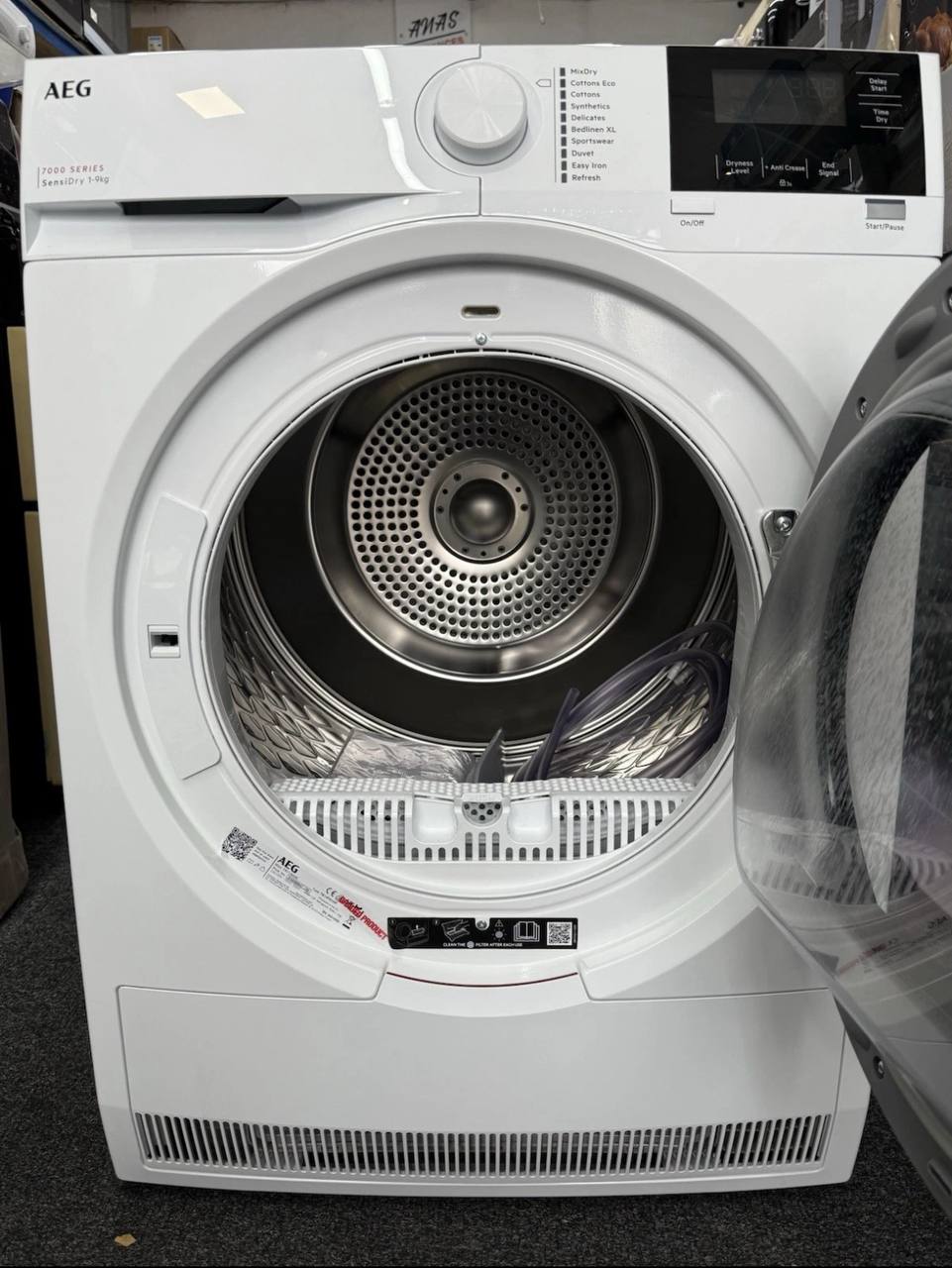 AEGTR719A4B Freestanding Heat Pump Tumble Dryer, 9kg Load, White