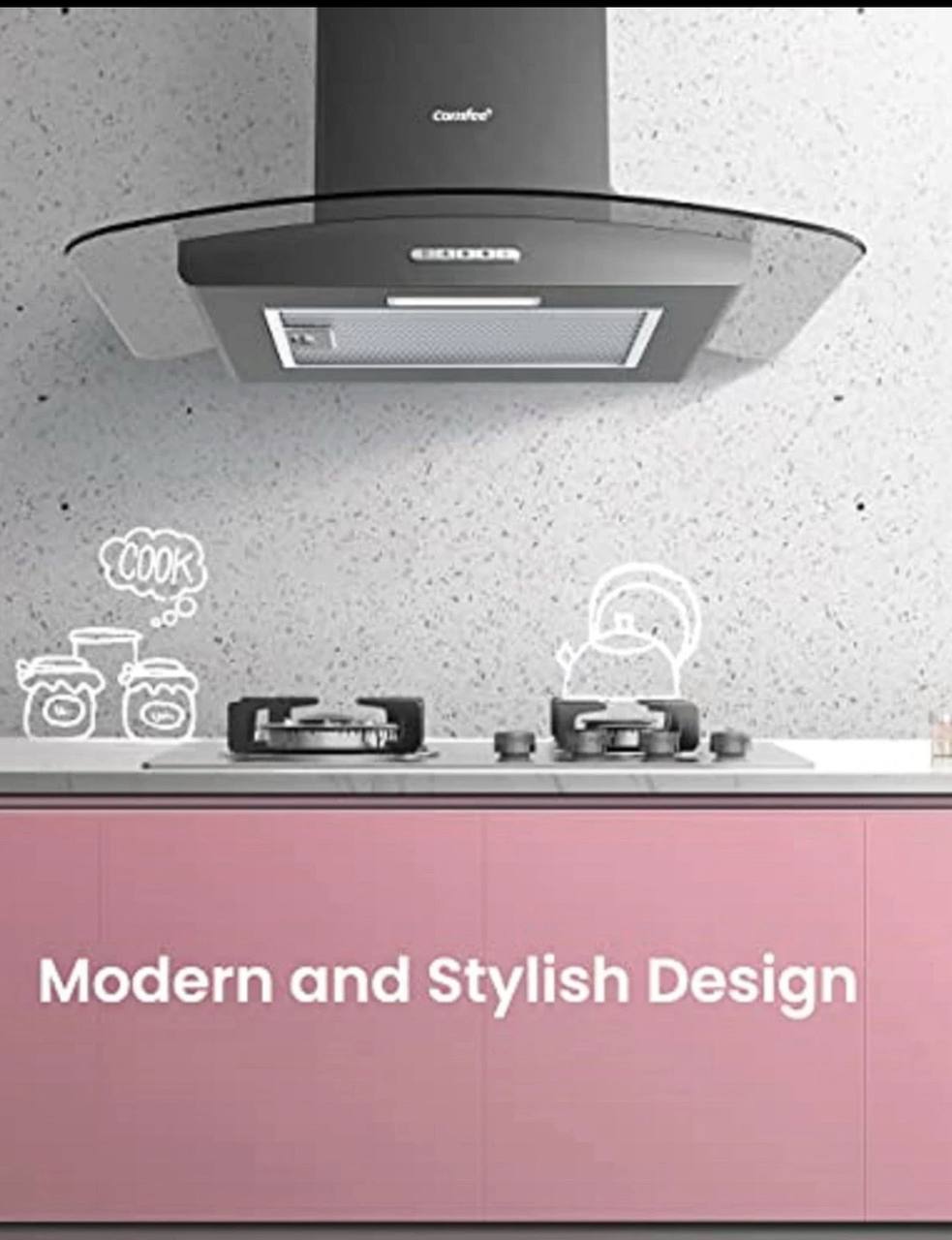 COMFEE' Canopy Cooker Hood 60cm kwh-glav17b-60
