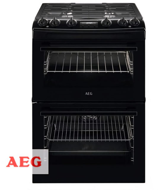 AEG CKX6540ACB 5000 Series 60cm Double Oven Dual Fuel Cooker - Black