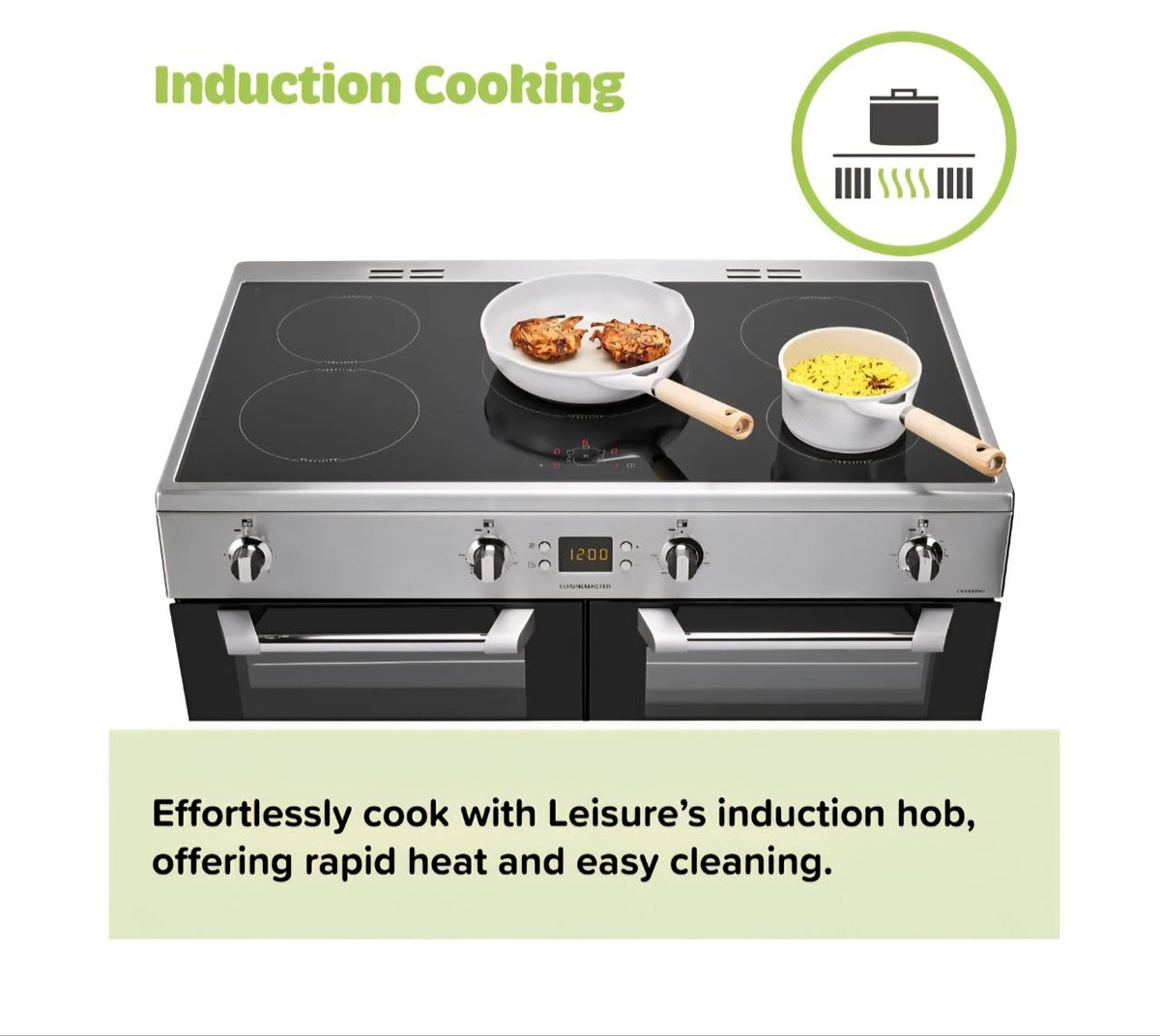 Leisure Cuisinemaster CS100D510X 100cm wide Electric Range Cooker with Induction Hob - Stainless Steel - A/A Rated