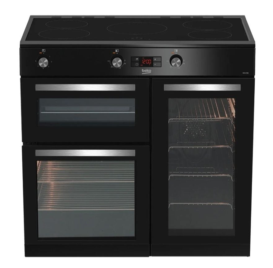 Beko KDVI90K 90cm wide Electric Range Cooker with Induction Hob - Black - A/A Rated