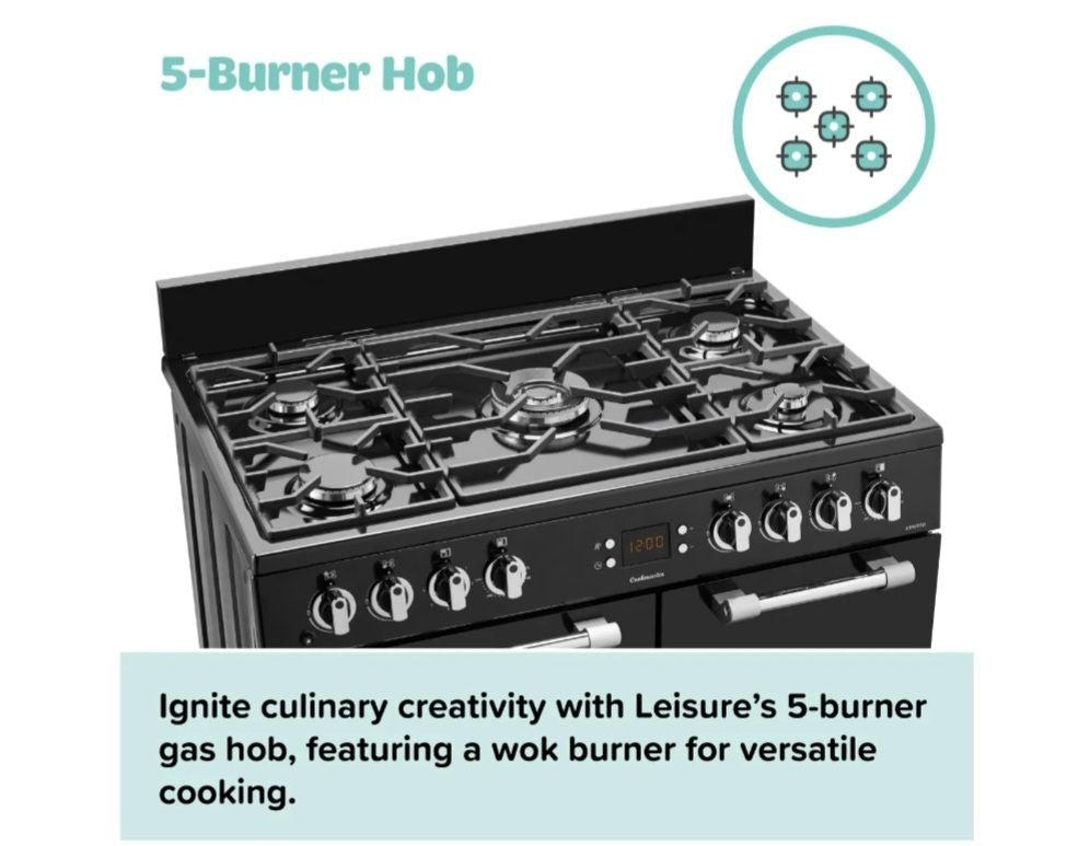 Leisure Cookmaster CK90F530X 90cm wide Dual Fuel Range Cooker with Gas Hob - Stainless Steel - A/A/A Rated