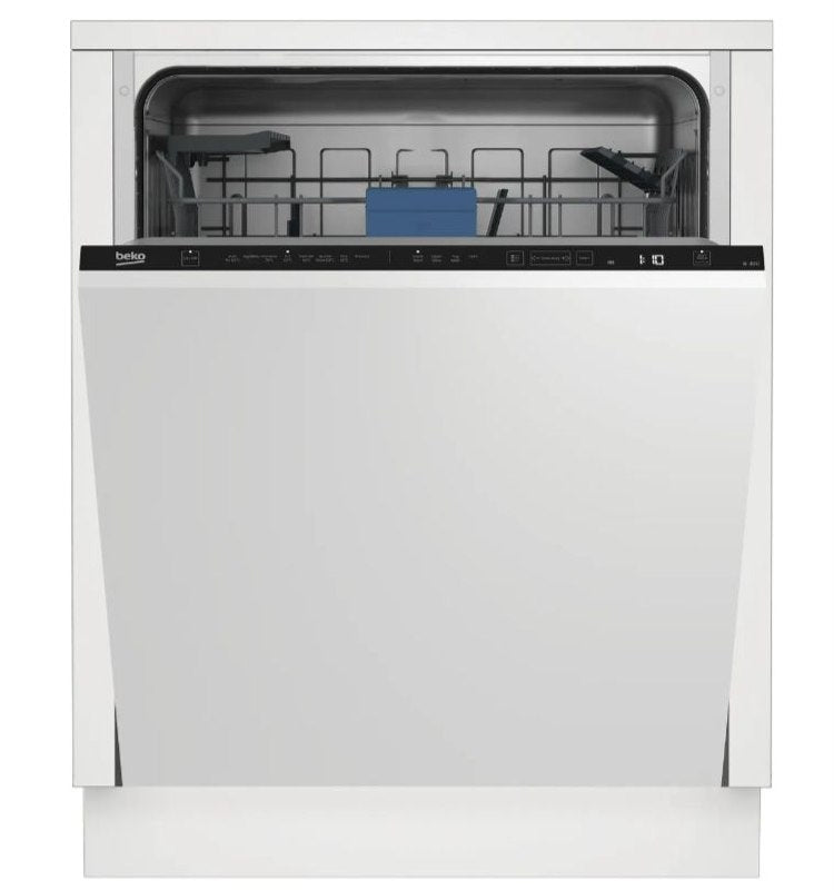Beko BDIN38442 Fully Integrated Full Size Dishwasher - Black Control Panel with Fixed Door Hinge Kit - C Rated