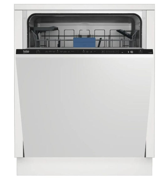 Beko BDIN38442 Fully Integrated Full Size Dishwasher - Black Control Panel with Fixed Door Hinge Kit - C Rated