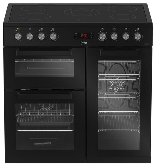 Beko KDVC90K 90cm Ceramic Range Cooker, Black, A Rated
