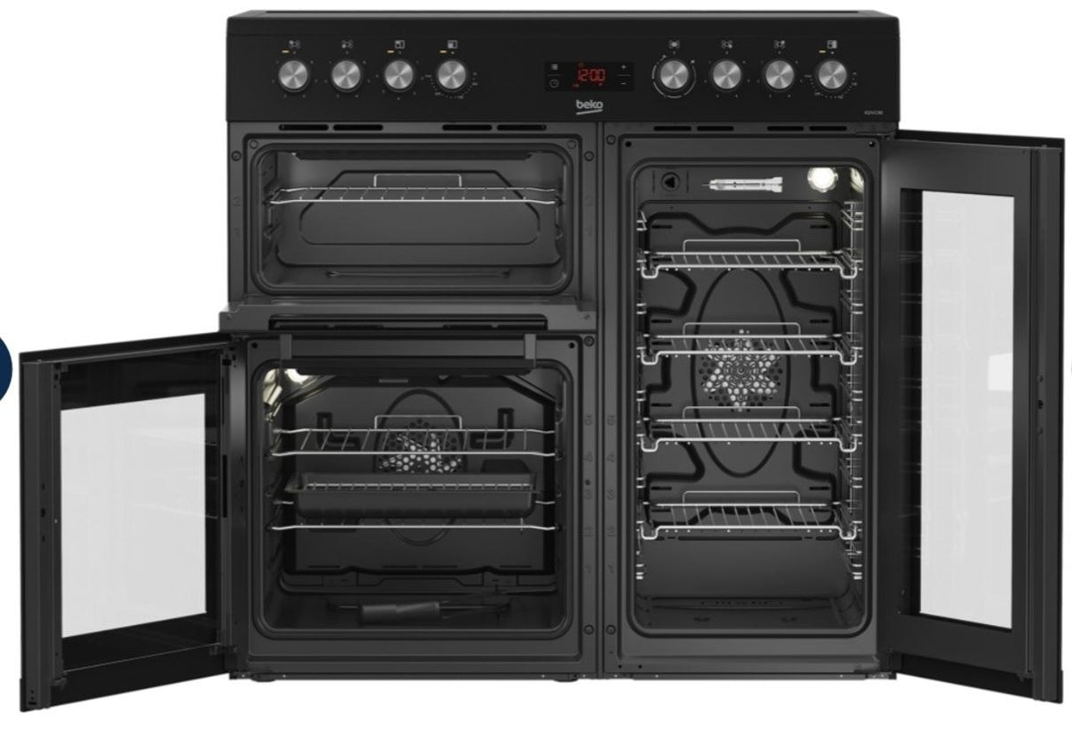 Beko KDVC90K 90cm Ceramic Range Cooker, Black, A Rated