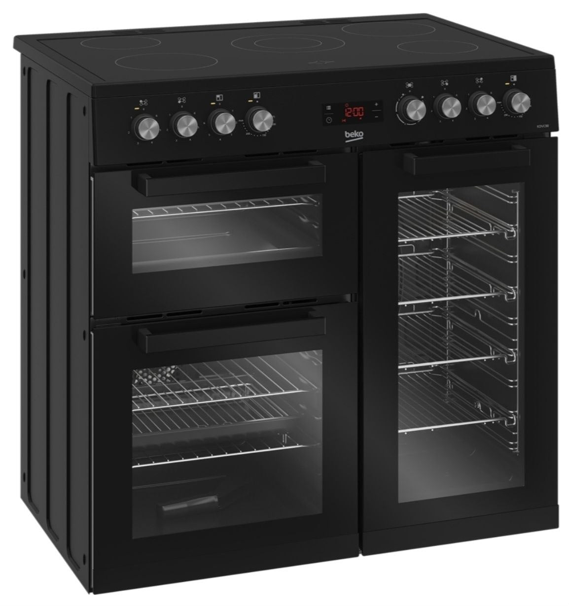 Beko KDVC90K 90cm Ceramic Range Cooker, Black, A Rated