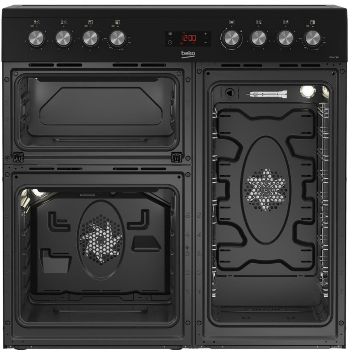 Beko KDVC90K 90cm Ceramic Range Cooker, Black, A Rated