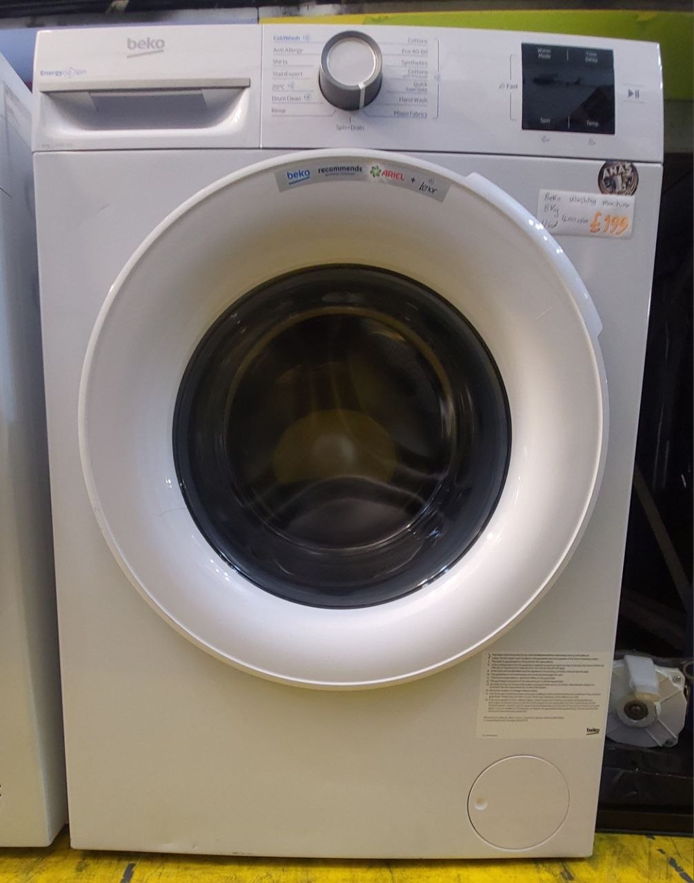Beko energy spin washing machine 8kg 1400 rpm Used like new