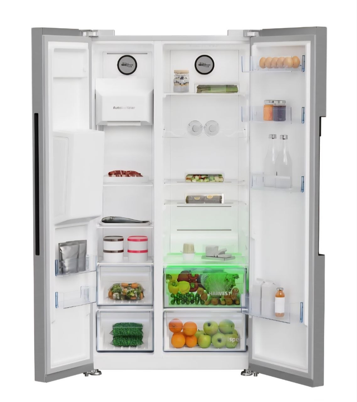 Beko HarvestFresh™ ASP342VPS Plumbed Frost Free American Fridge Freezer - Stainless Steel Effect - E Rated