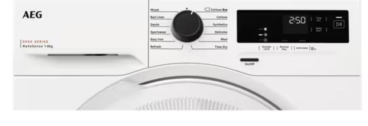 AEG Dryer TXH508A4R Freestanding Heat Pump Tumble Dryer, 8kg Load, White