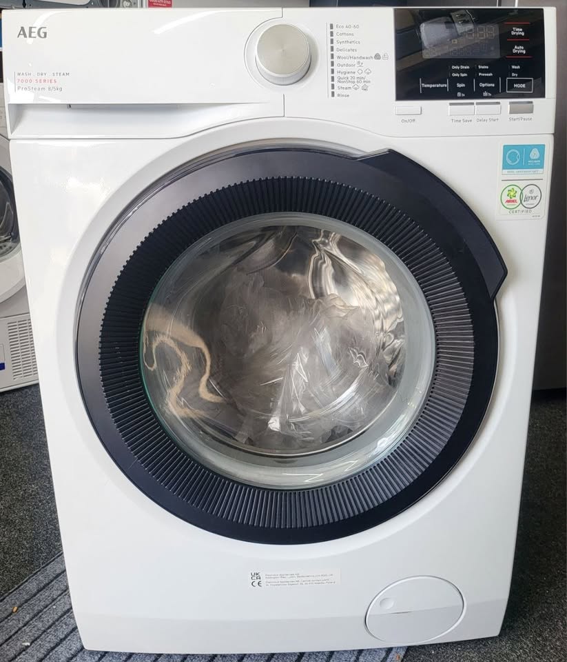 AEG 7000 LWR7185M4B Freestanding Washer Dryer 8/5kg Load, 1400rpm Spin, White