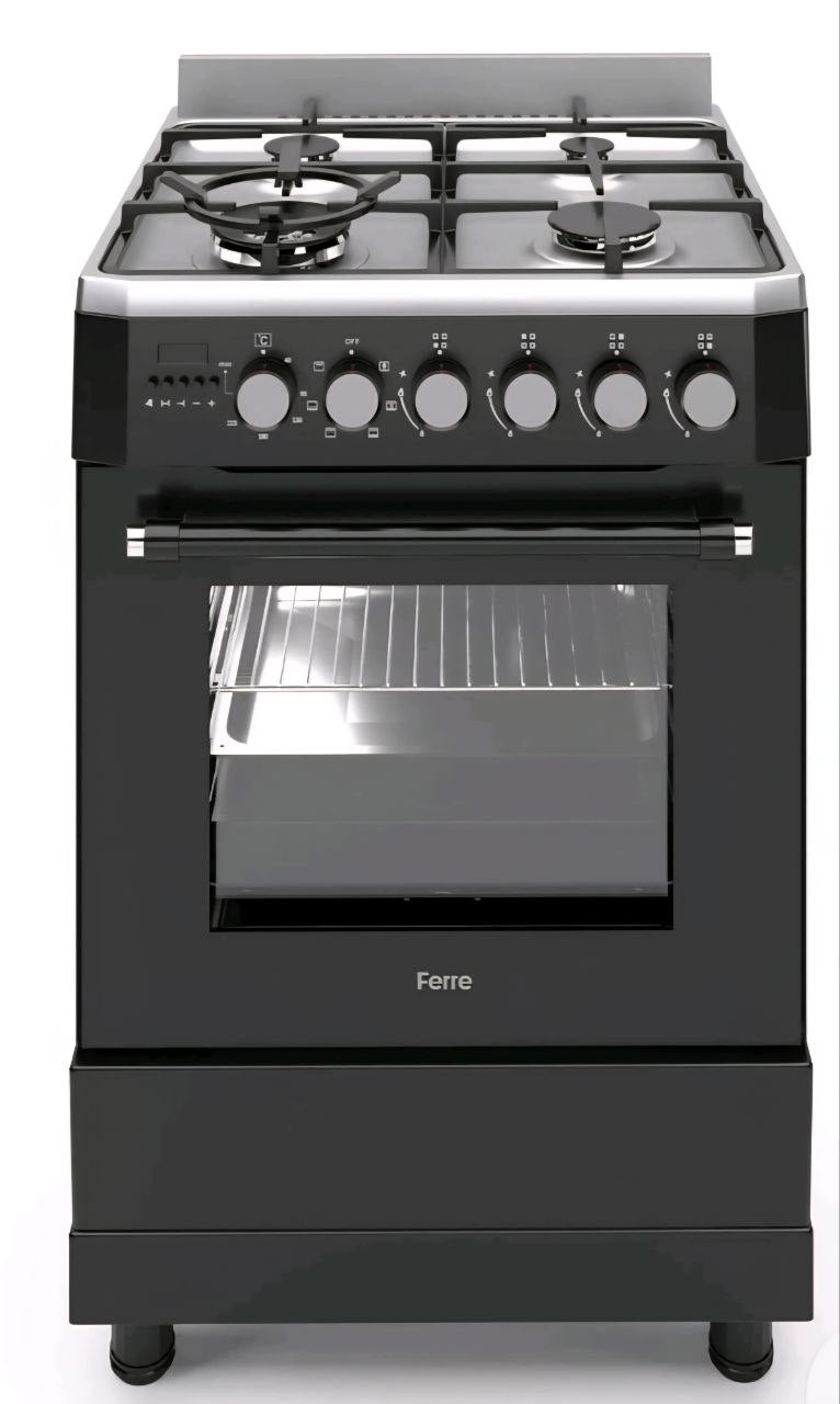 Ferre F6IP40E6 IBL W 60cm Freestanding Dual Fuel Cooker With Wok Burner Digital