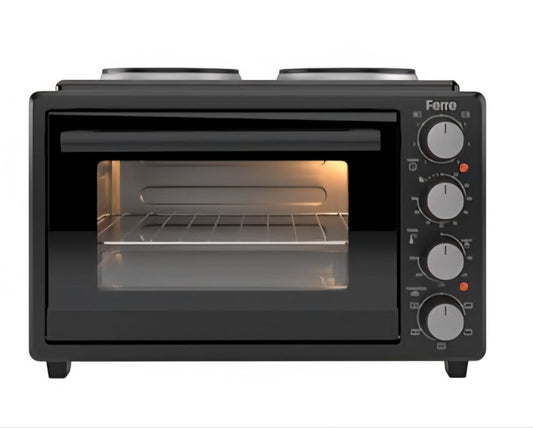 Ferre Black mini oven with 2 hotplates, - 25L capacity