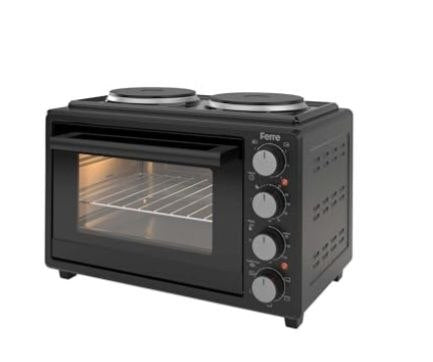 Ferre Black mini oven with 2 hotplates, - 25L capacity
