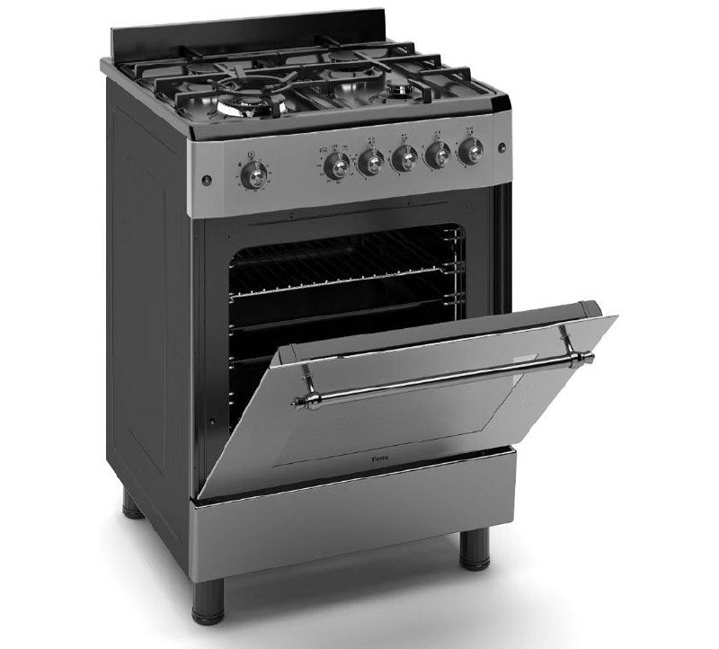Ferre F6IP40GF-MBL-RETRO-W 60cm Freestanding Gas Cooker With Wok Burner  Turbo Fan - Anthracite Stainless Steel