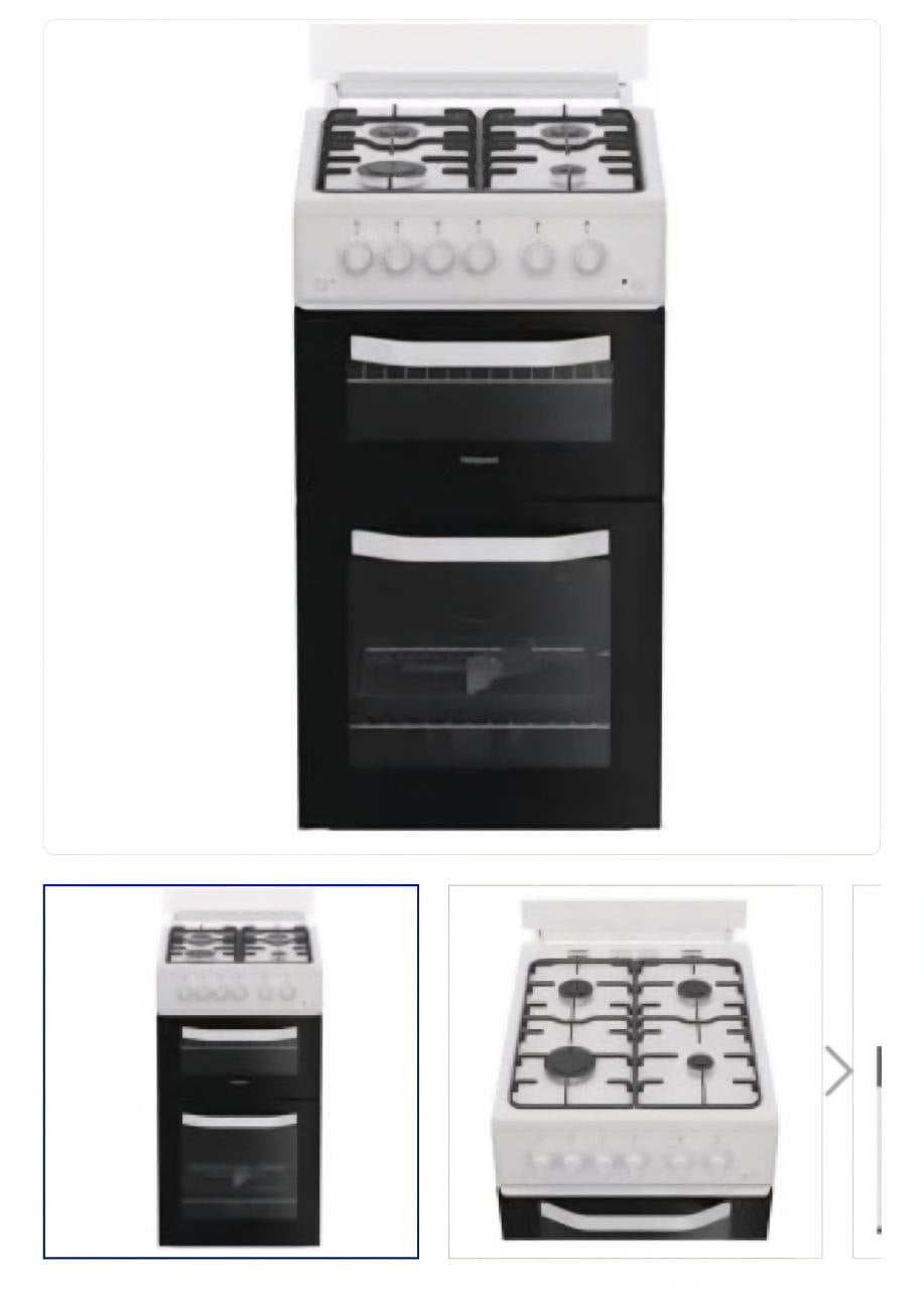 Hotpoint 50cm Freestanding Gas Twin Cooker with Glass Lid HTG5GCWL