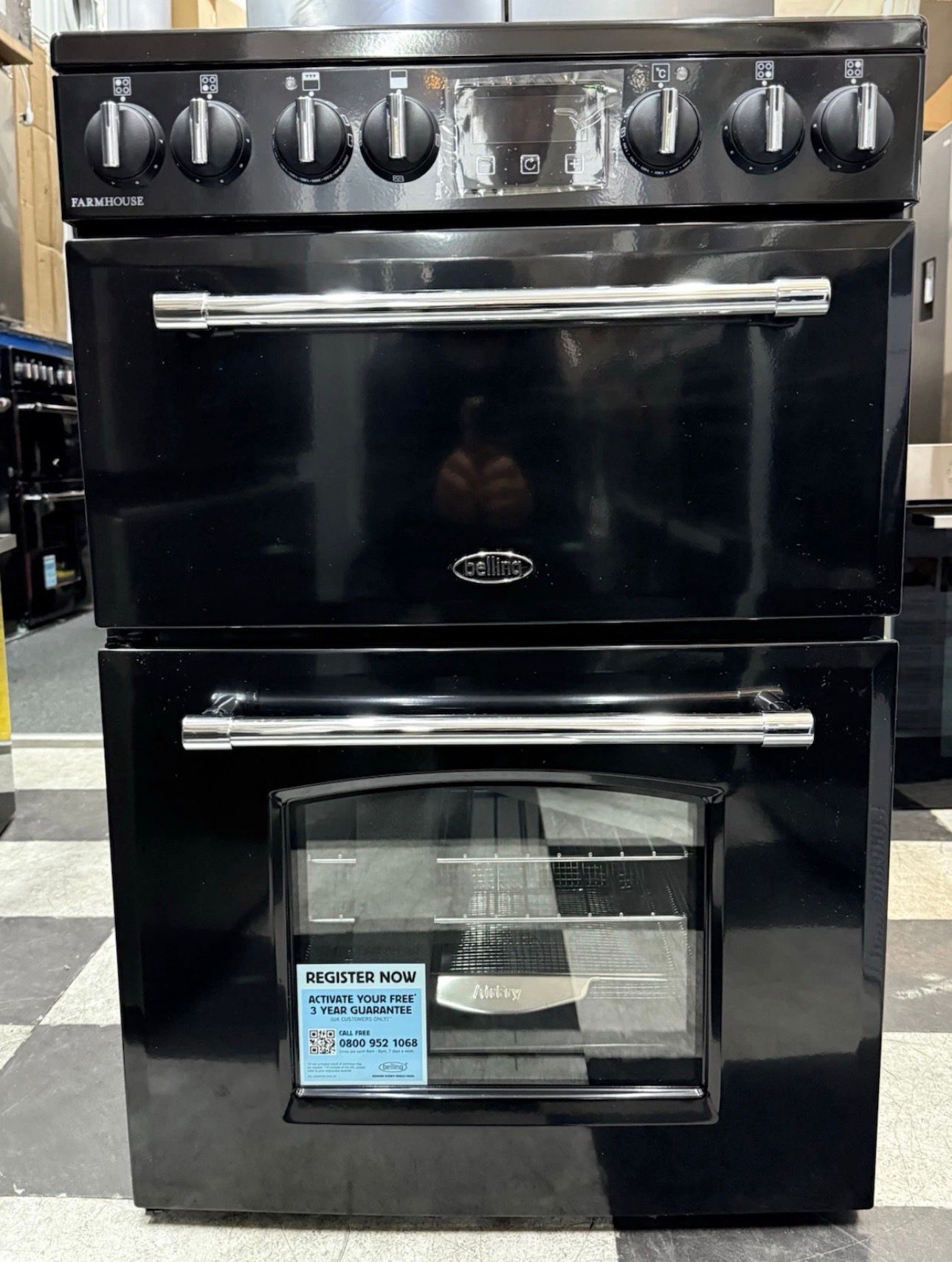 BELLING Farmhouse 60E Electric Ceramic Cooker - Black & Chrome
