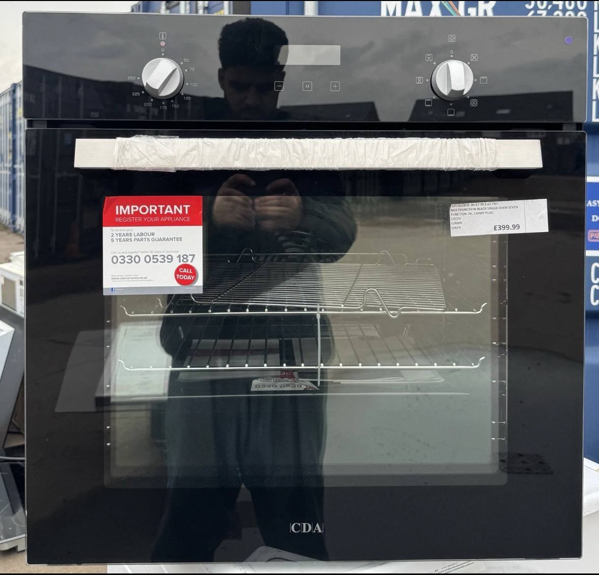CDA SK310BL Built-in Electric Multifunction Black Single Oven 7 Function 74L