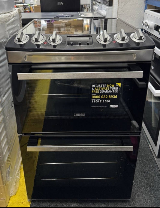 Zanussi ZCV46250XA Electric Cooker Double Oven, 55cm, A Energy