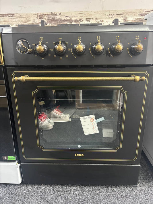 60cm Freestanding Dual Fuel Cooker(NO BOX) – Matte Black Retro Edition