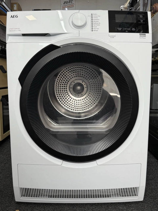AEGTR719A4B Freestanding Heat Pump Tumble Dryer, 9kg Load, White