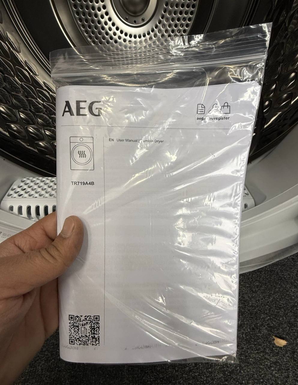 AEGTR719A4B Freestanding Heat Pump Tumble Dryer, 9kg Load, White