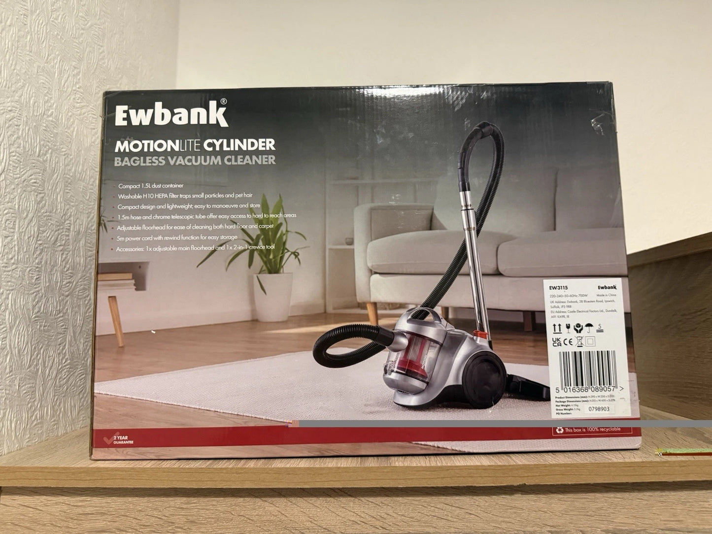 Bagless Cylinder Vacuum Cleaner, Ewbank, MOTIONLITE, EW3115